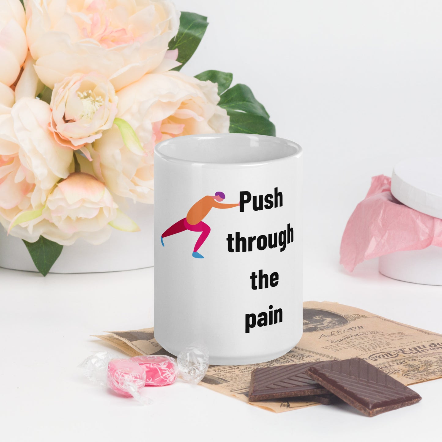 Push Through White glossy mug