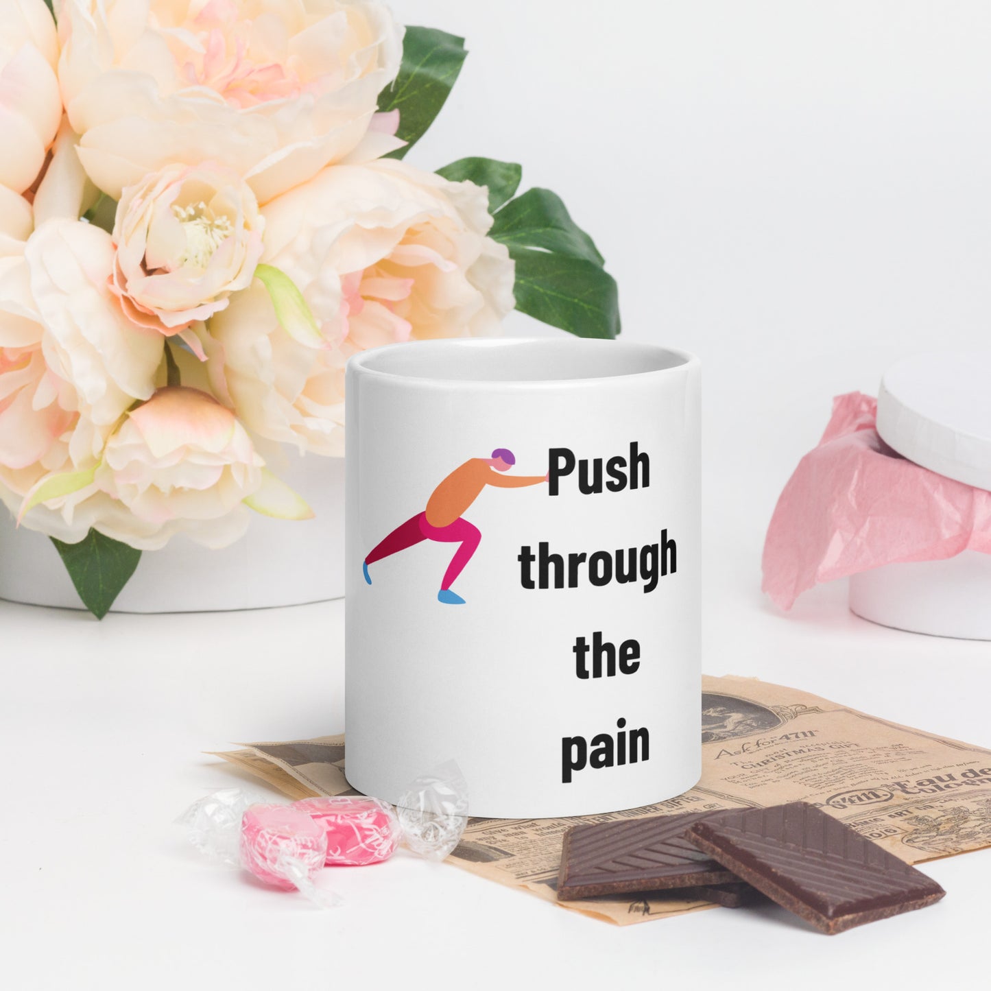 Push Through White glossy mug